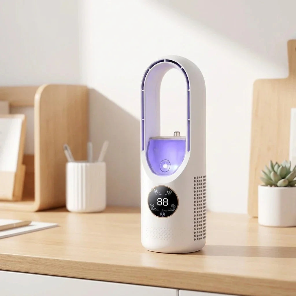 Mini Air Cooler with LED Display & Night Light