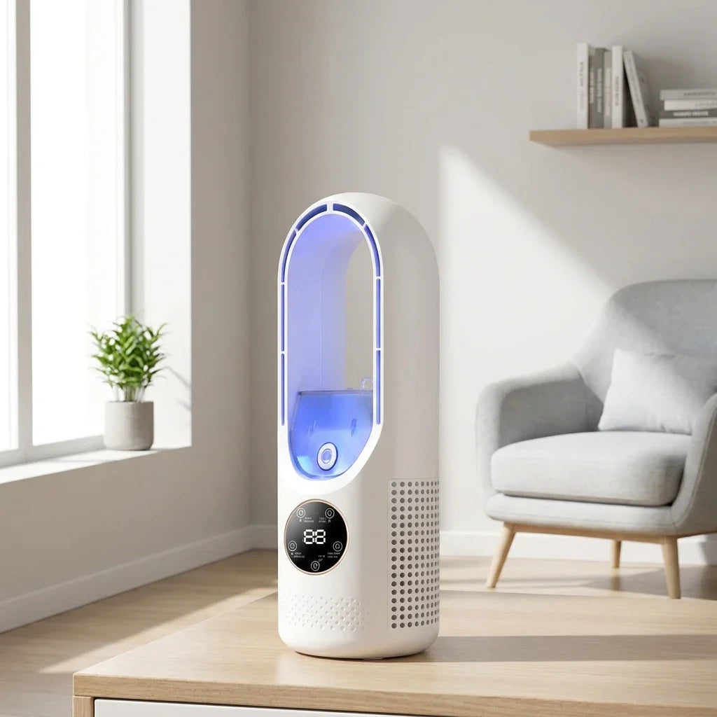 Mini Air Cooler with LED Display & Night Light